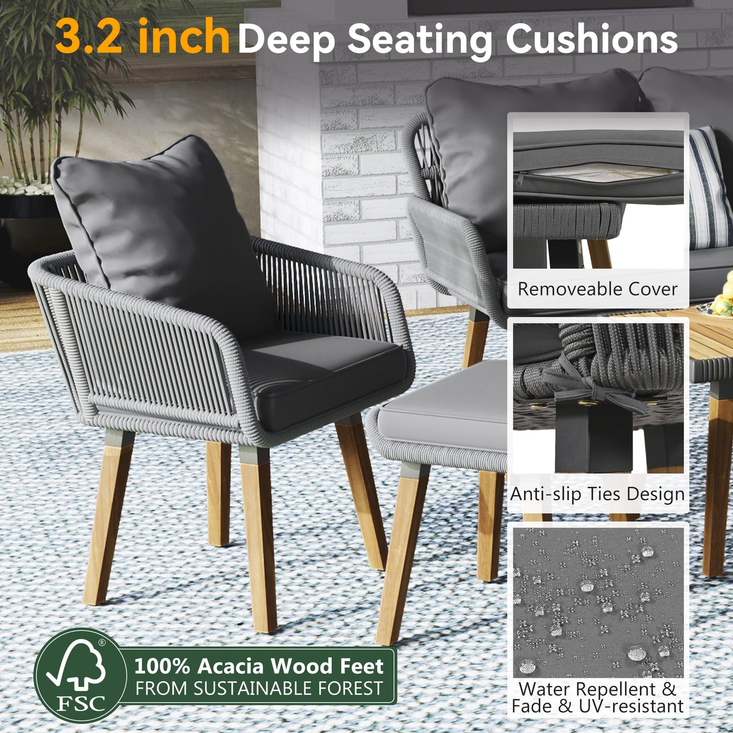 6-Piece Patio Outdoor Furniture, Bar Table