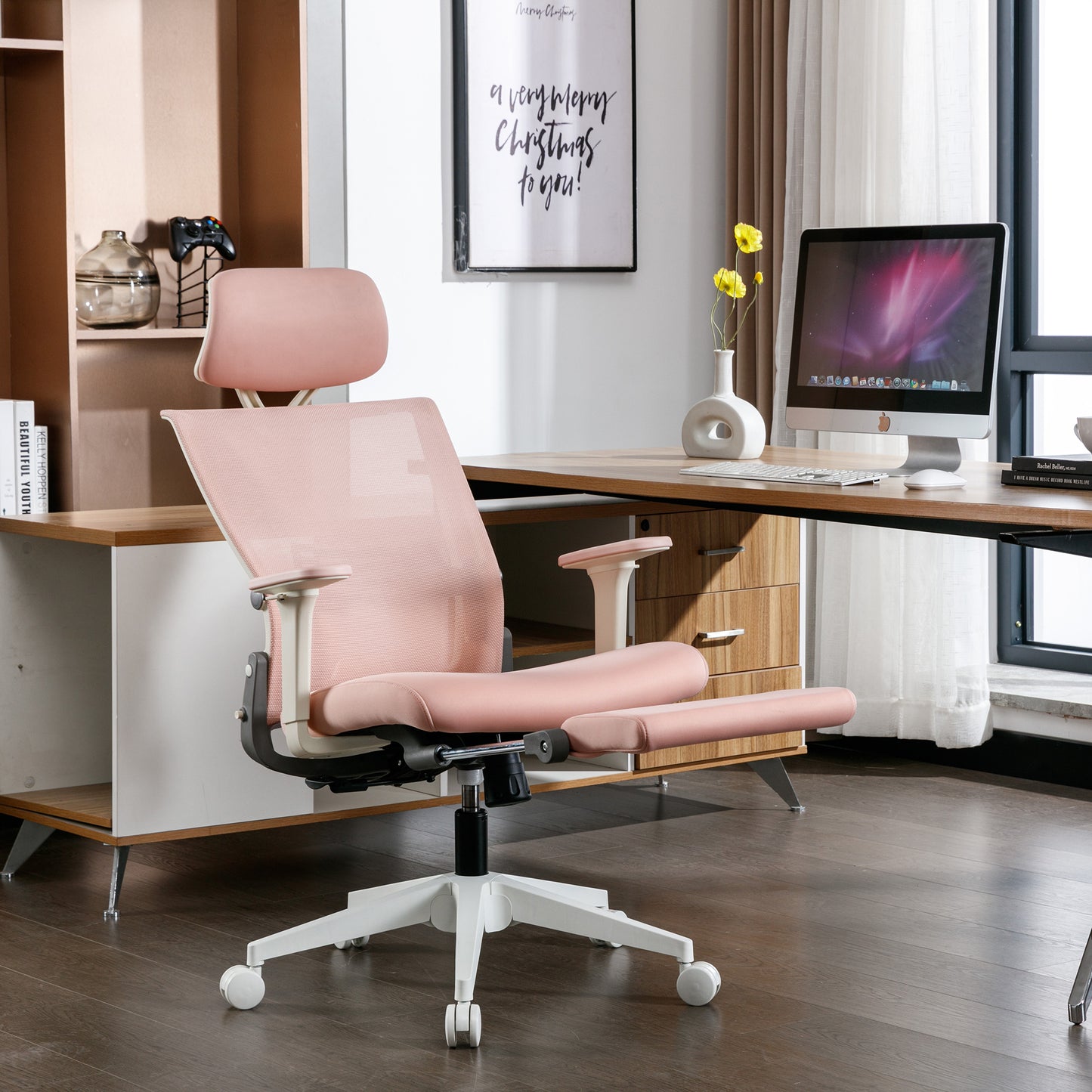 High Back Office Chair tilt function, pink