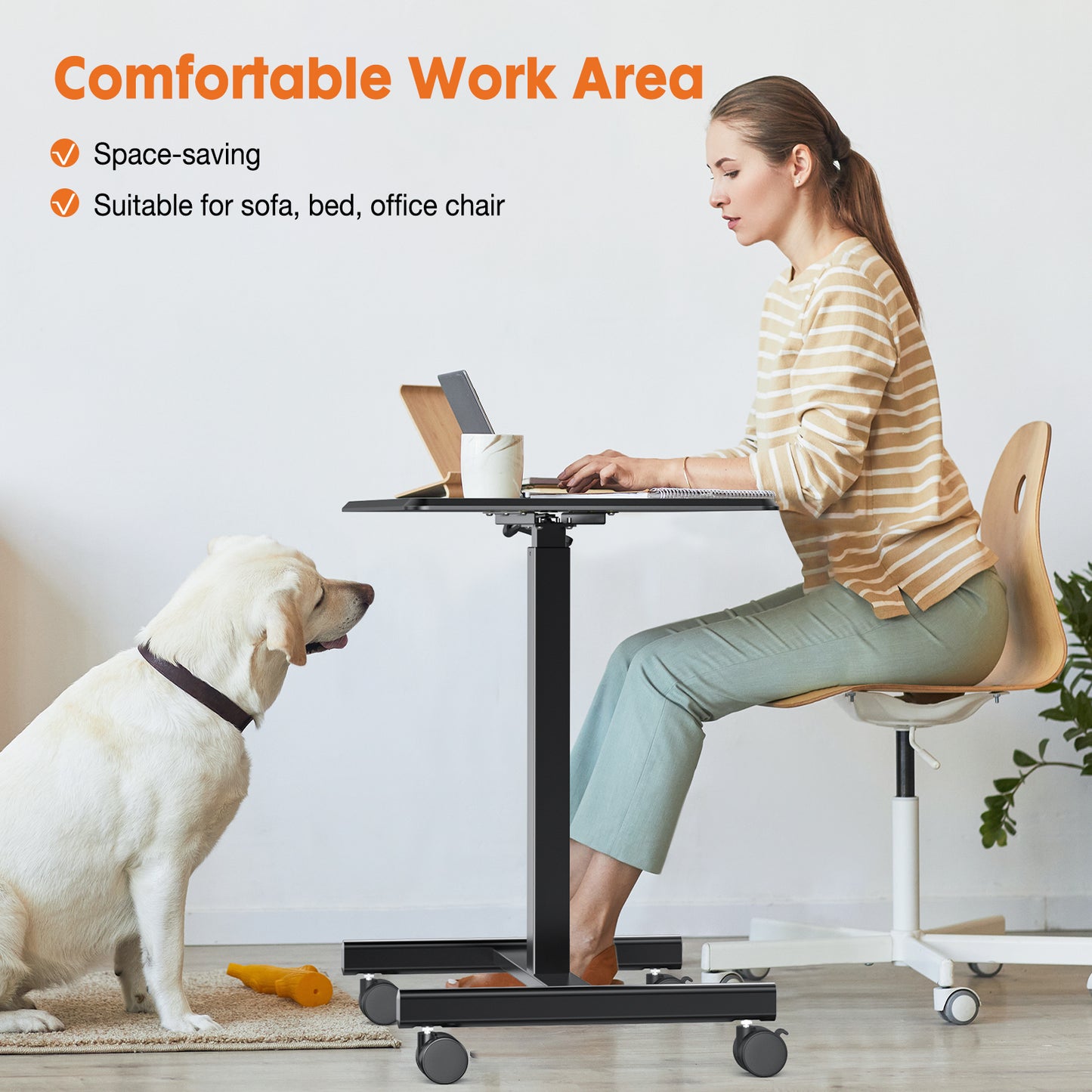 Small Mobile Rolling Standing Desk Laptop Computer Cart for Home