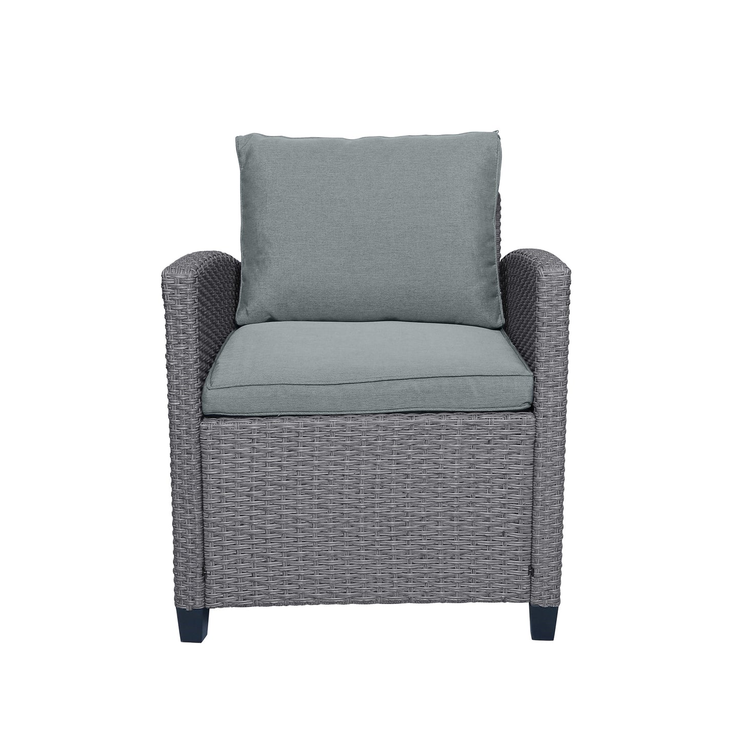 6-Piece Outdoor Wicker Set Patio Sofa, Chair, Stools, Table