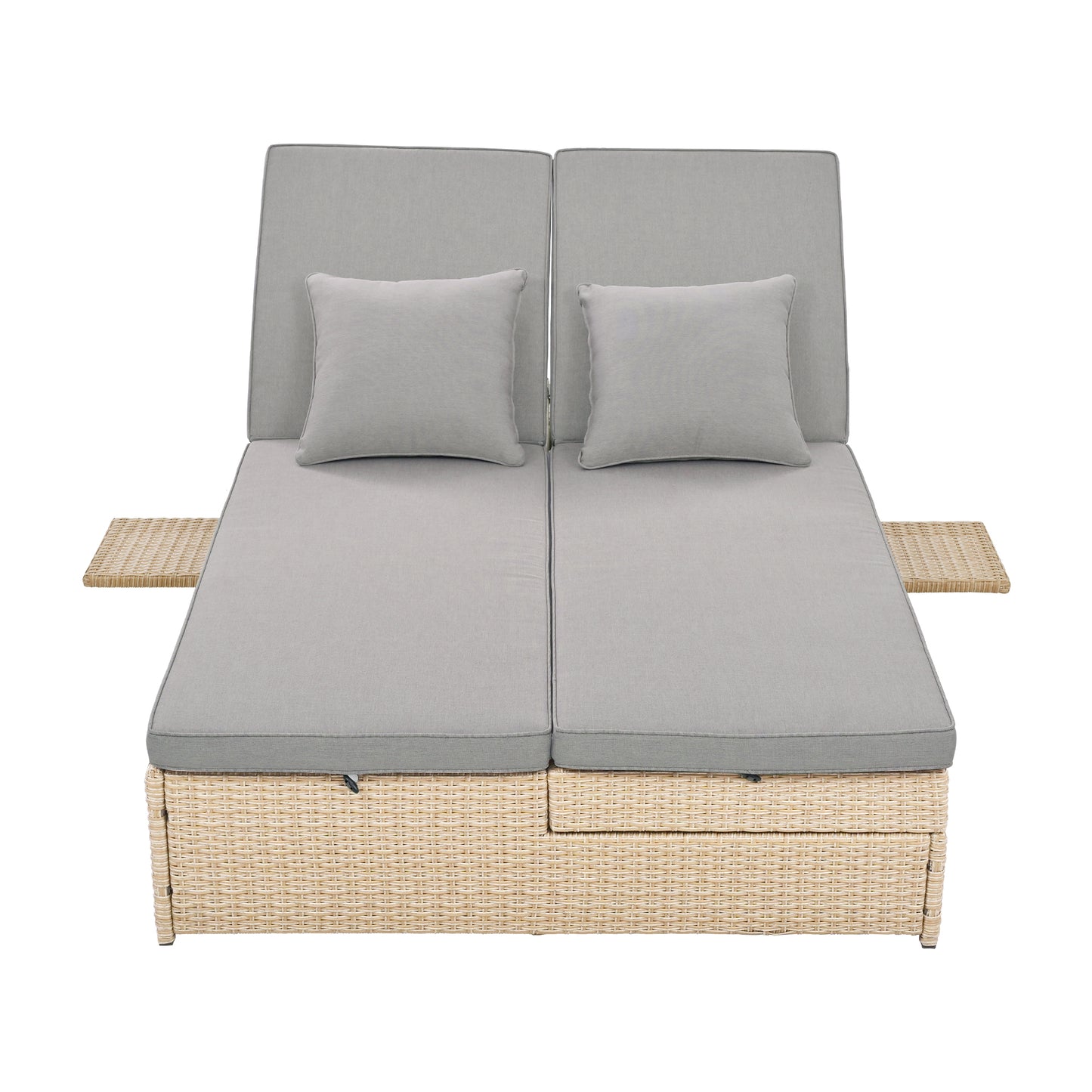 Outdoor Double Patio, Reclining Chairs, Adjustable Backrest Seat