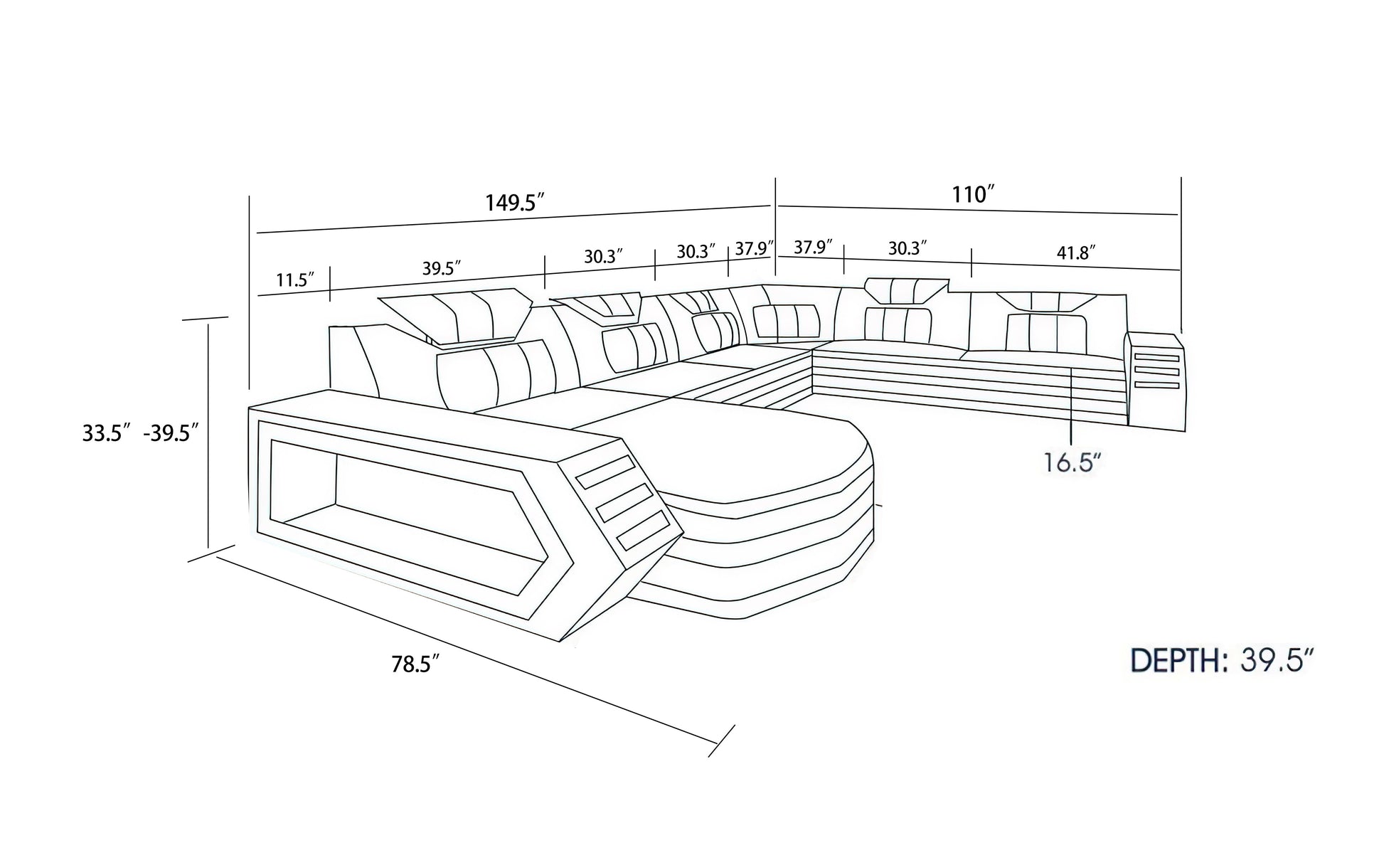Sectional with LED Lights