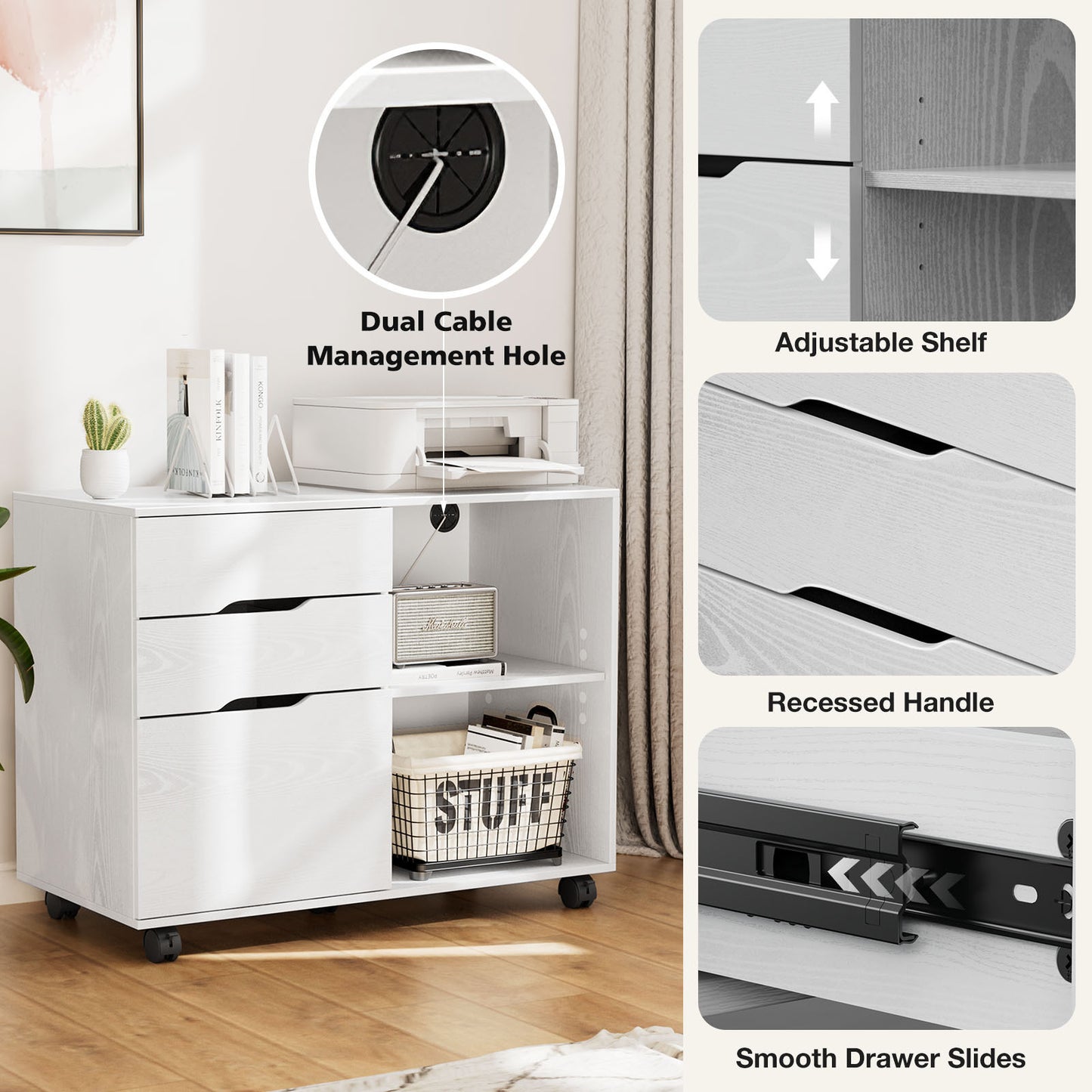 Filing Cabinet, 4-Drawer File Cabinet for Home Office