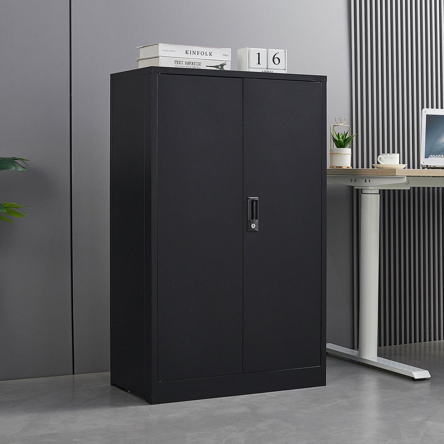 Metal Storage Cabinet with Locking Doors and Adjustable Shelf