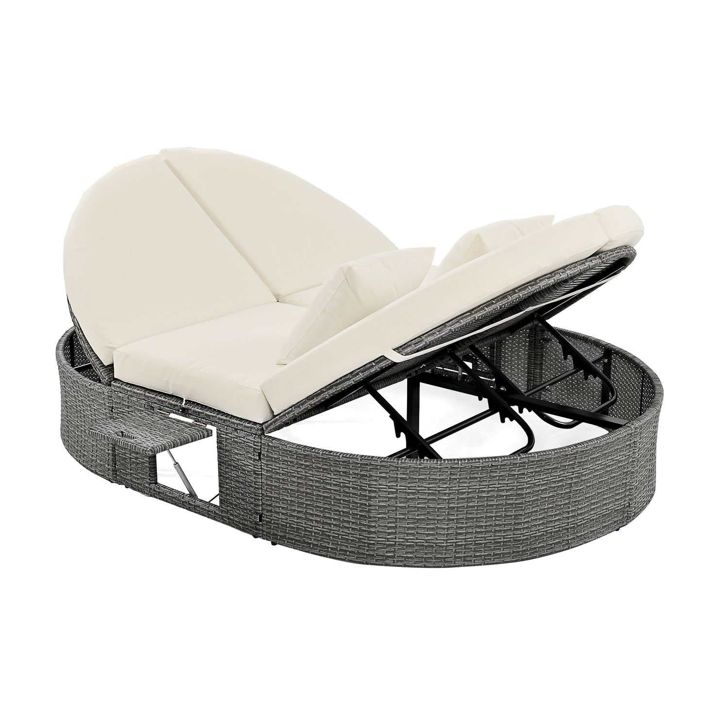 Outdoor Sun Bed Patio 2-Person Daybed, Cushions, Pillows