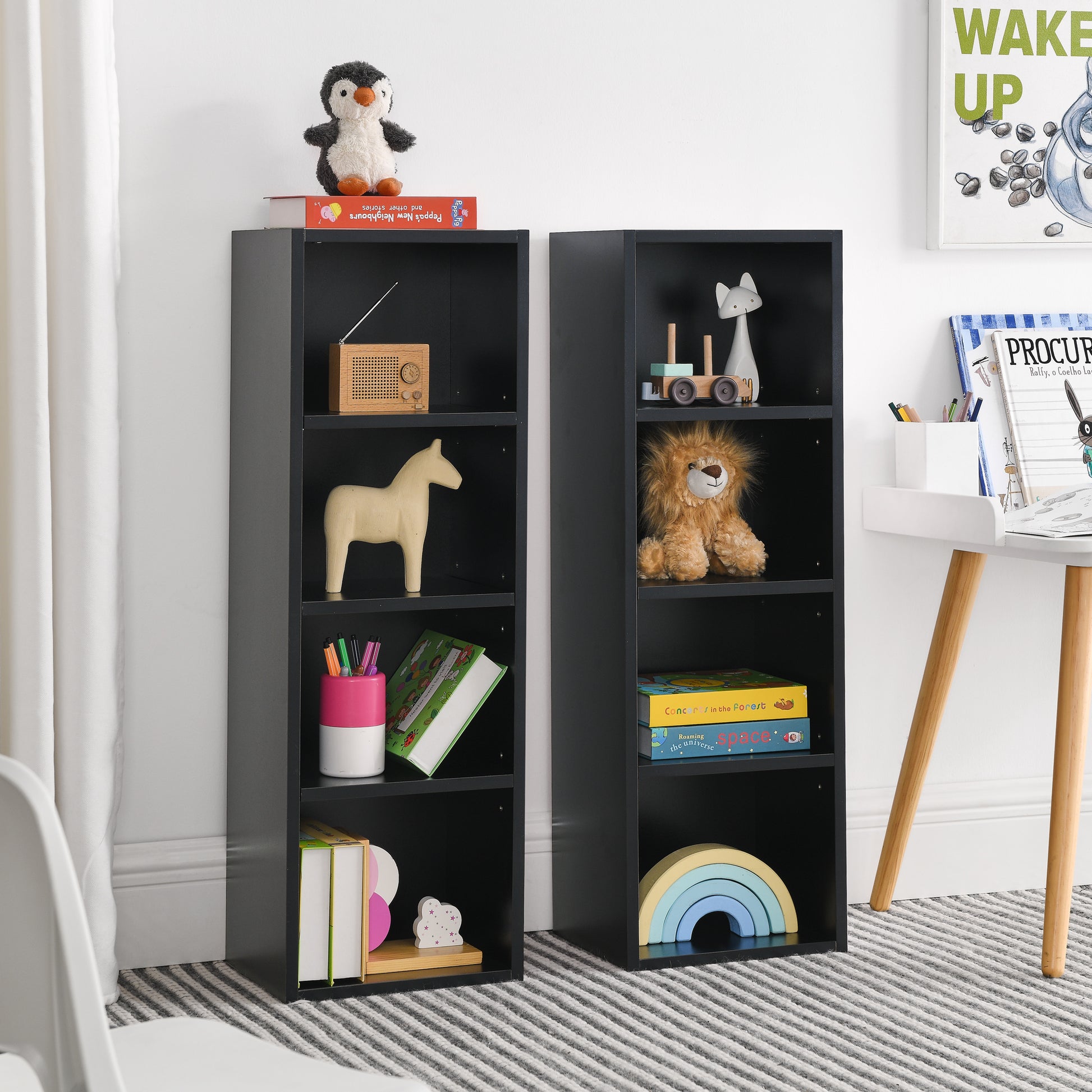 Slim Storage Cabinet with Adjustable Shelves for Home Office