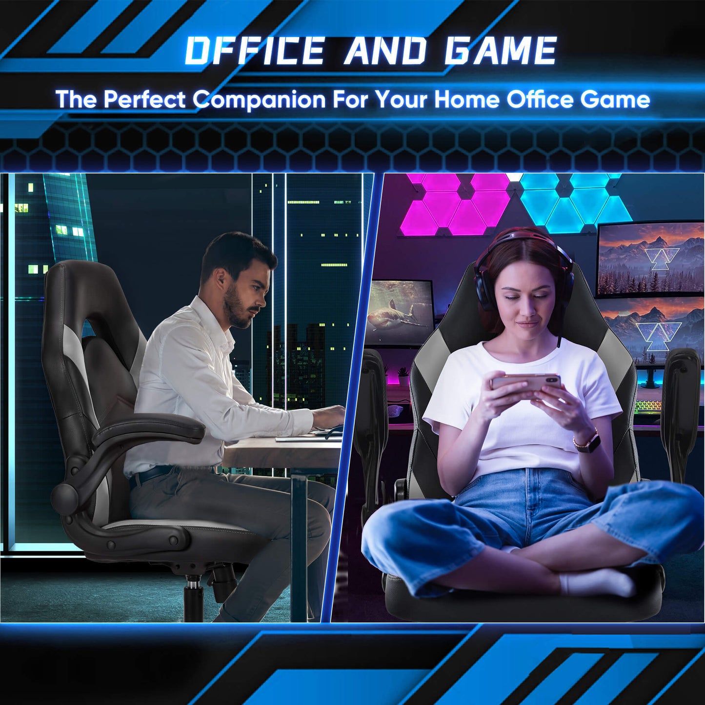 Gaming Chair Leather Computer Chair Ergonomic Lumbar Support