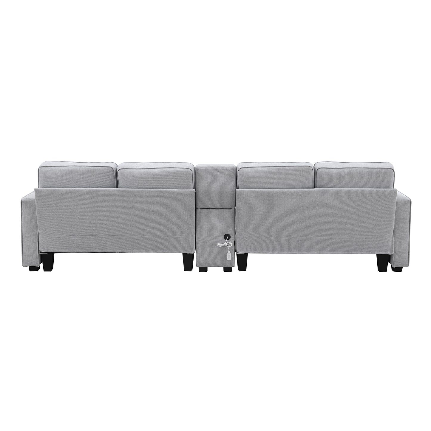 Upholstered Sofa, Console, USB, Linen, 4 Pillows (4-Seat)