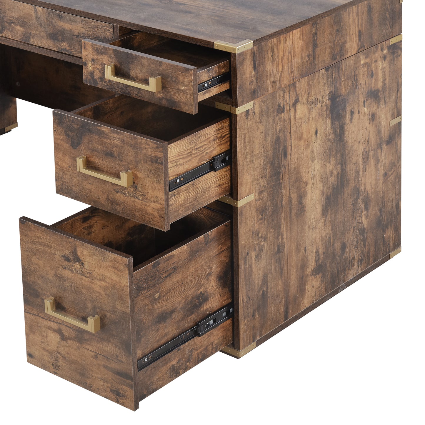 Executive Desk Metal Edge with 2 file drawers, USB Ports and Outlets