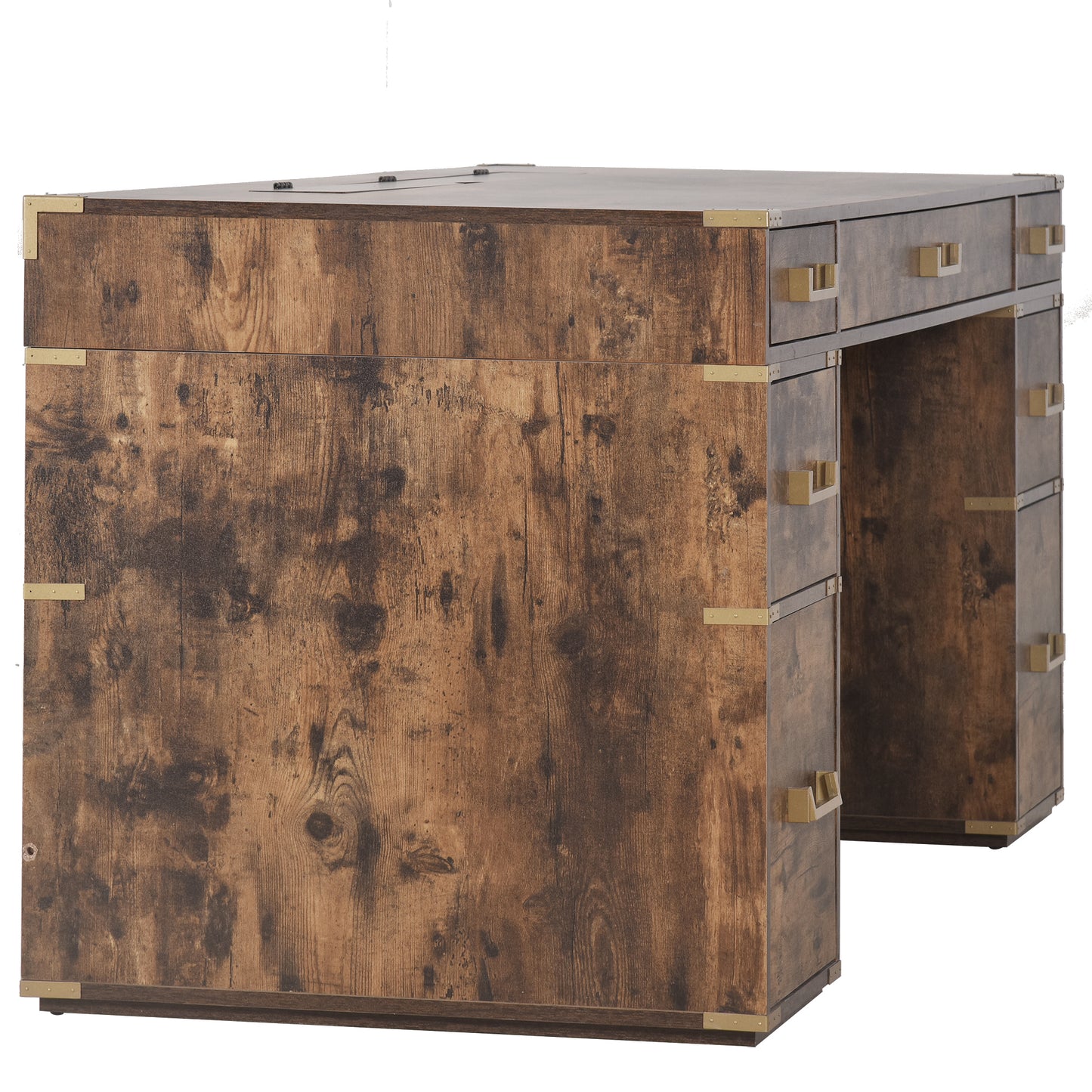 Executive Desk Metal Edge with 2 file drawers, USB Ports and Outlets