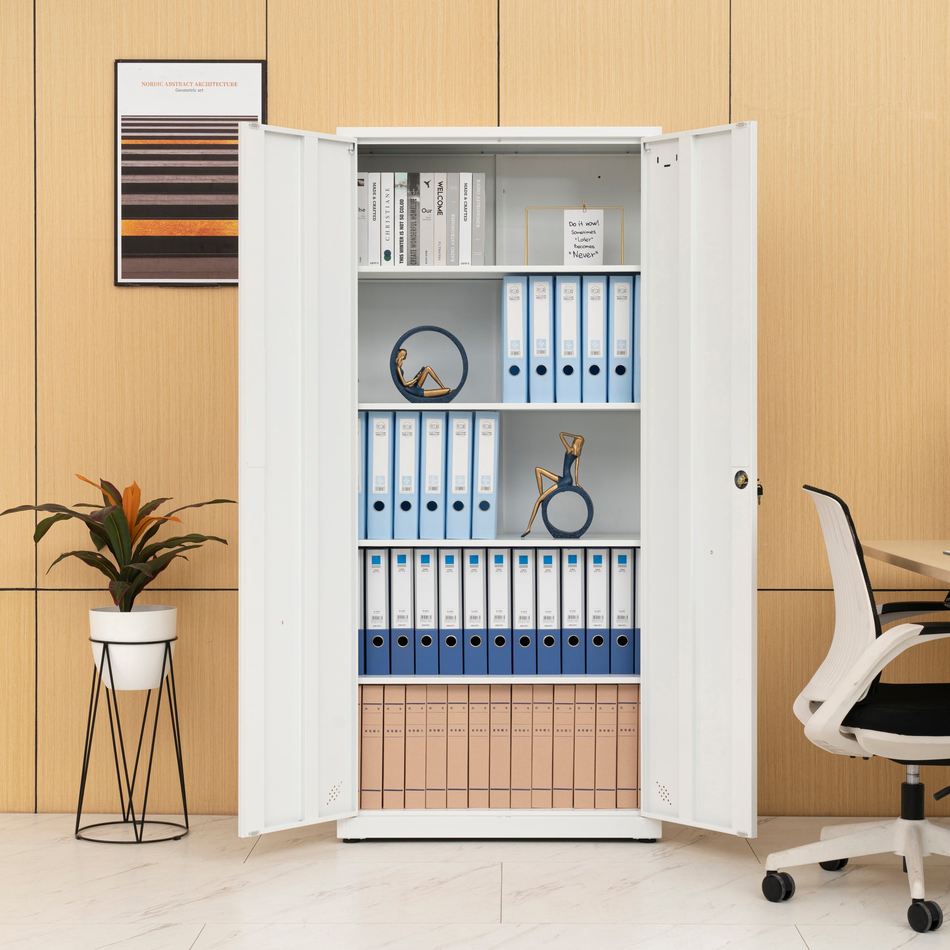 Storage Cabinet 2 Doors 5 Storage Spaces, Home/ Office