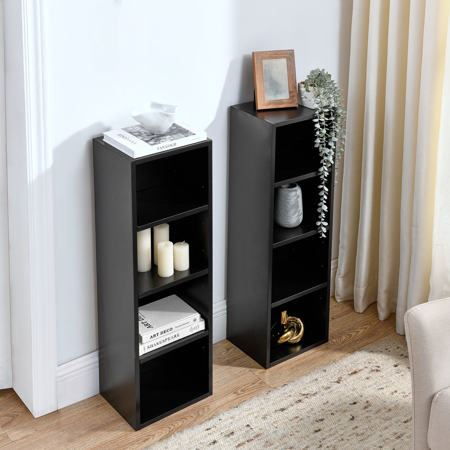 Slim Storage Cabinet with Adjustable Shelves for Home Office
