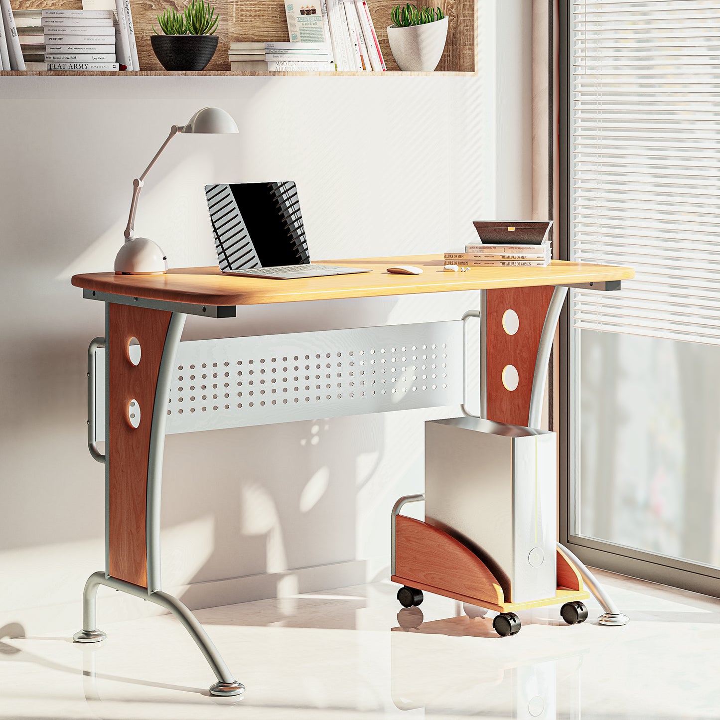 Techni Mobili Modern Computer Desk With Mobile CPU Caddy