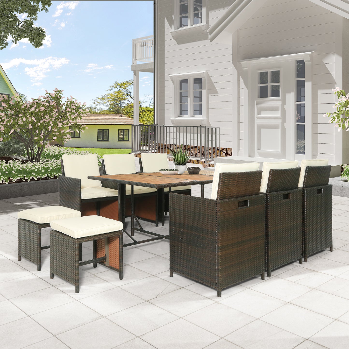 11-Piece Patio All-Weather P Dining Table Set Tabletop