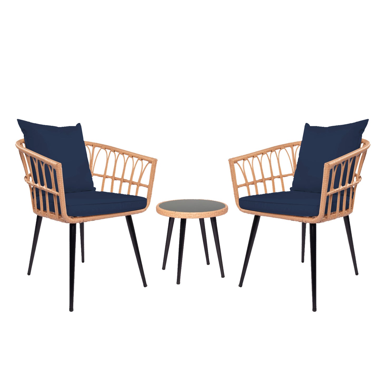 3 Piece Patio Bistro Set with Side Table, Outdoor