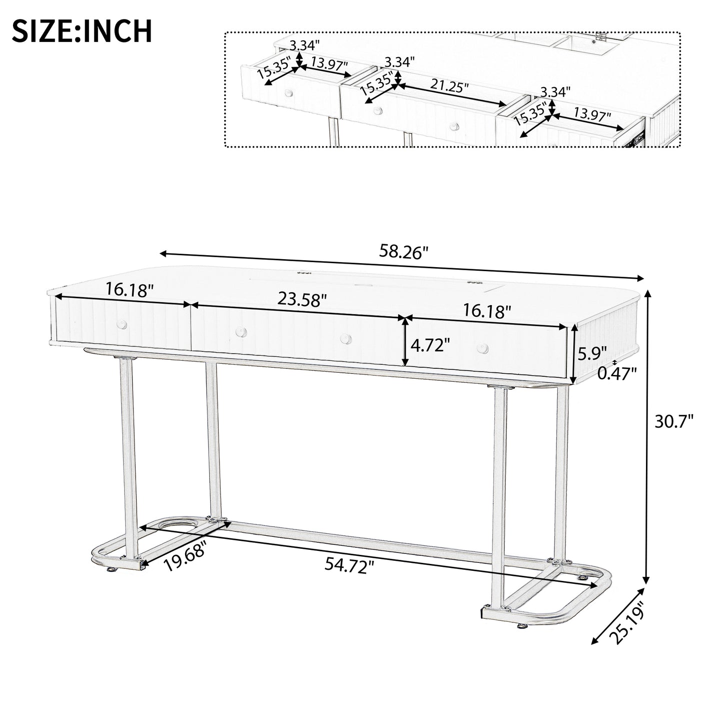 Executive Curved Office Desk, Waveform Fluted Panel Design