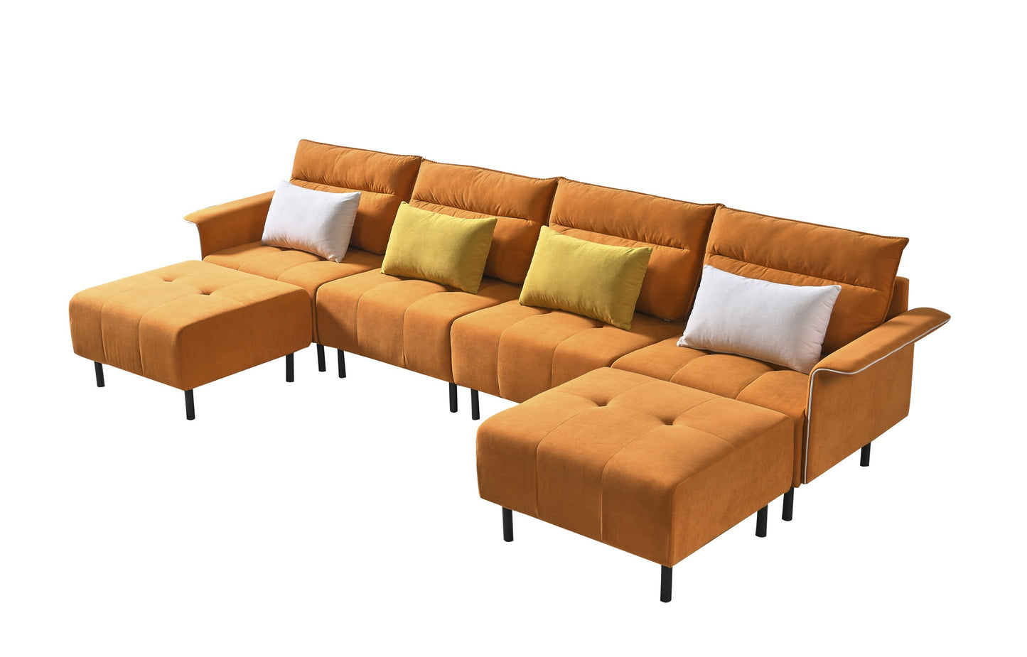 U-Shaped Sectional Sofa with 2 Removeable Ottoman