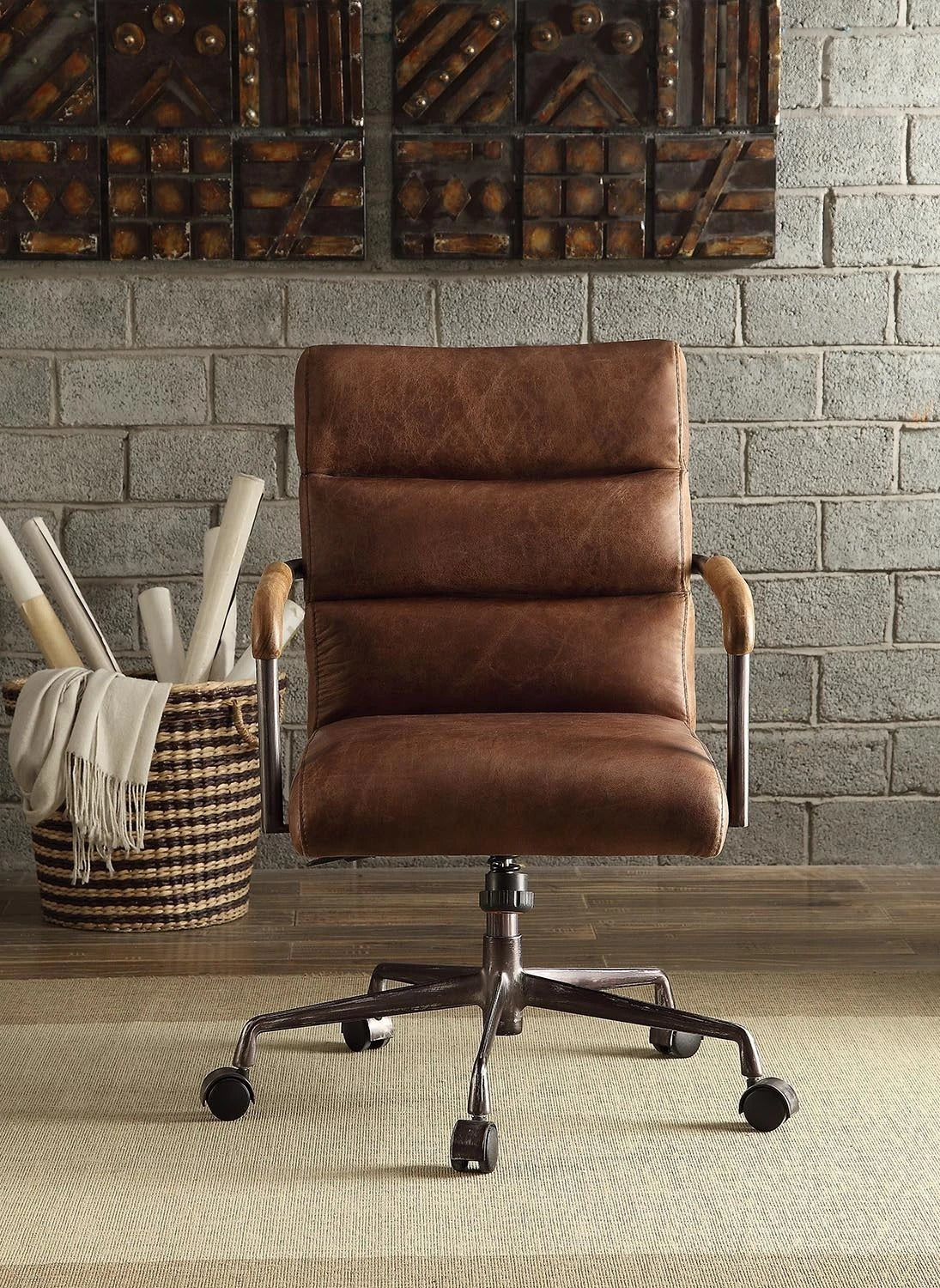 Harith Office Chair in Retro Brown Top Grain Leather