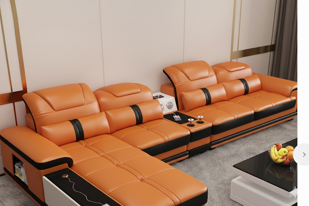 Modern Elegant Modular Accent Lounge Sofa – Printed Leather & Velvet