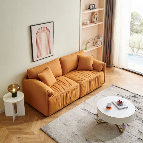 Tech Cloth Sofa Loveseat, Deep Seat, Hardwood Frame, Orange