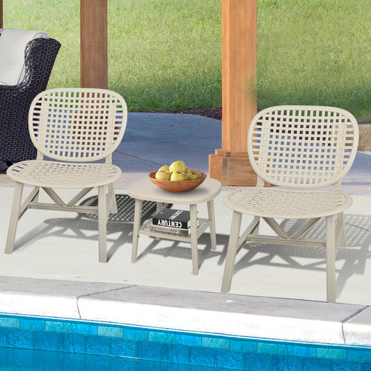 3 Pieces Hollow Design Retro Patio Table Chair Set All Weather