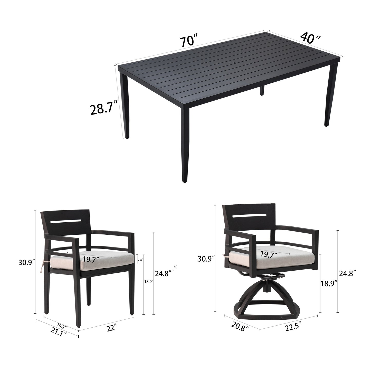 7-Piece Outdoor Patio Dining Set, 6 Dining Chairs