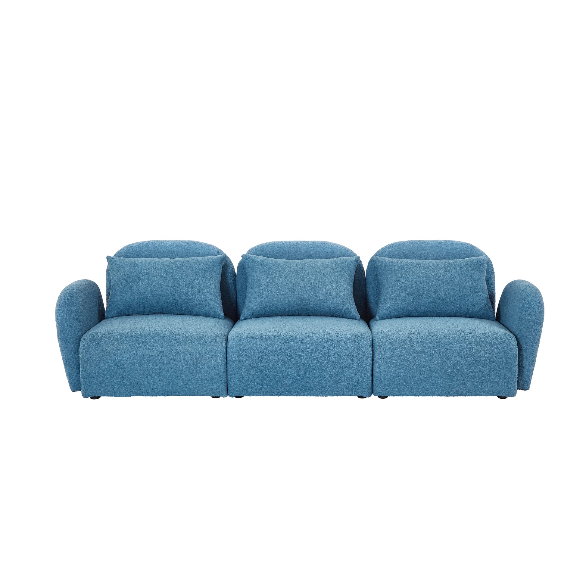 Living Room Furniture Sofa Teddy Fabric Blue