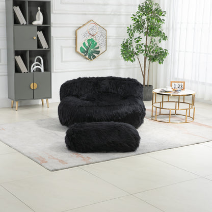 COOLMORE Bean Bag Chair Faux fur Lazy Sofa /Footstool Durable Comfort