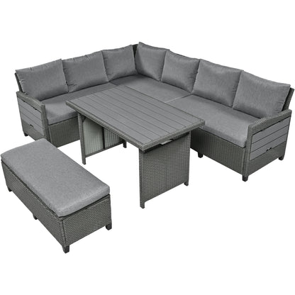 5-Piece Outdoor Patio Rattan Sofa Set, Sectional