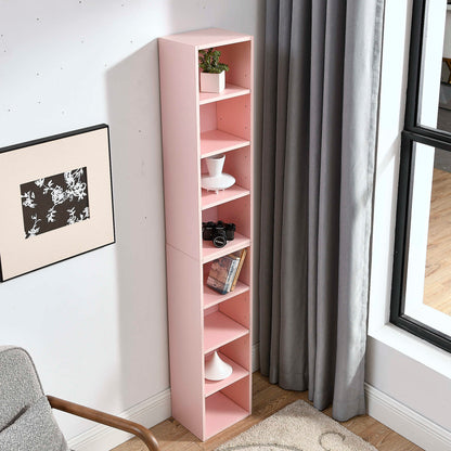 Slim Storage Cabinet with Adjustable Bookshelf for Home Office