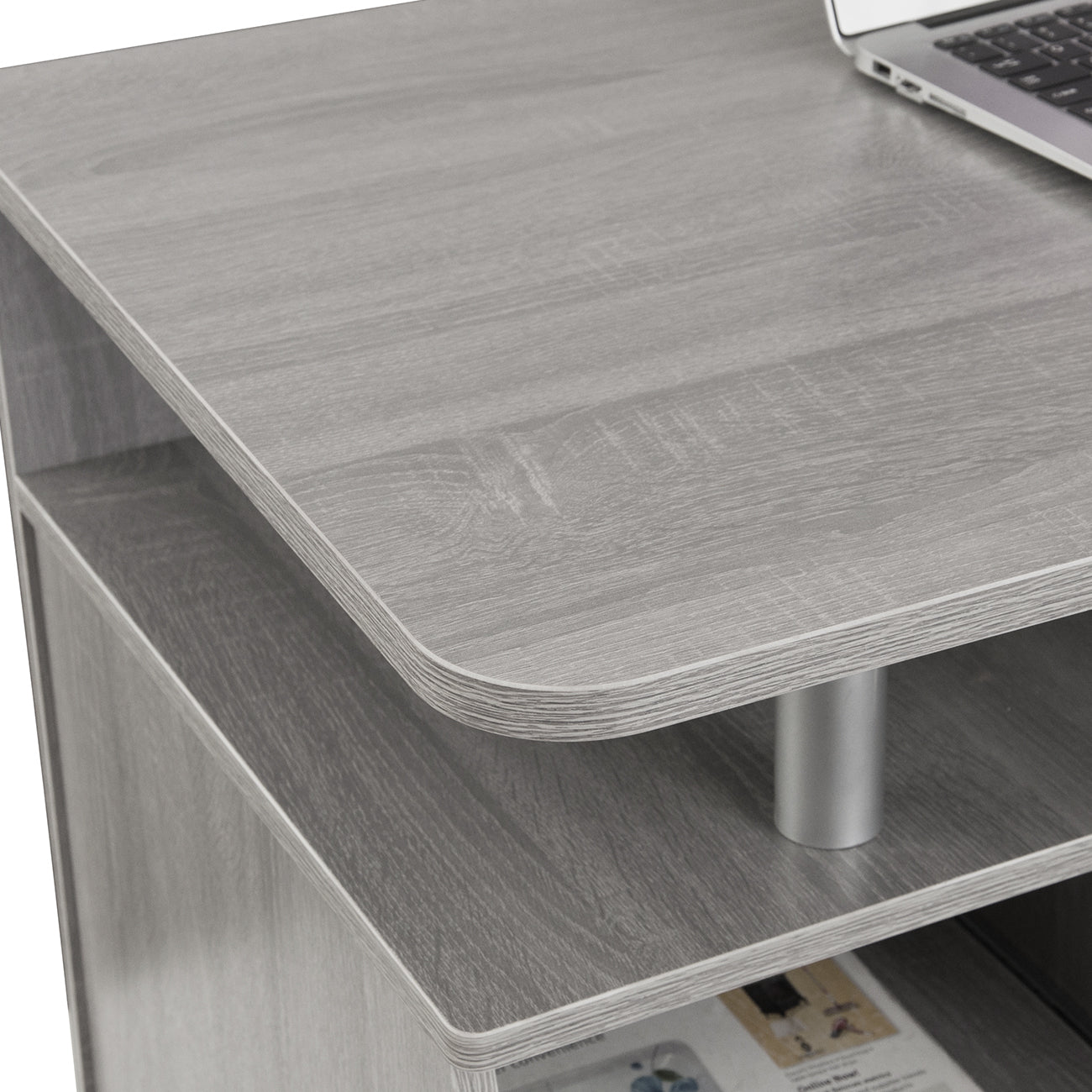Computer Workstation Desk With Storage, Grey