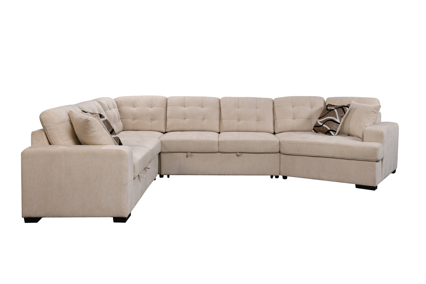 Oversized U-Shape Sectional: Wide Chaise, Beige, Ideal for Home.