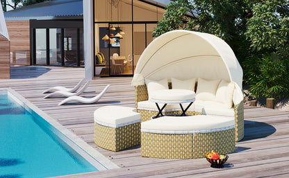 Patio Furniture Round Outdoor Sectional Sofa Set, Daybed