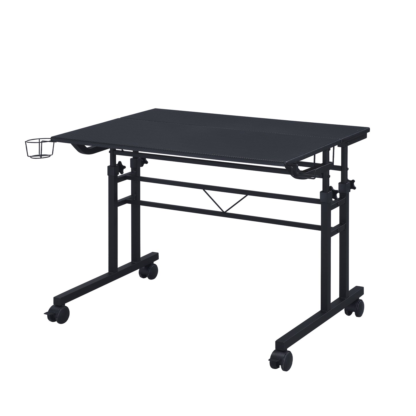 Techni Mobili Rolling Desk with Height Adjustable, Moveable Shelf