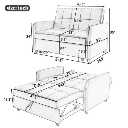 Convertible Sleeper Armchair, USB Ports, Small Space