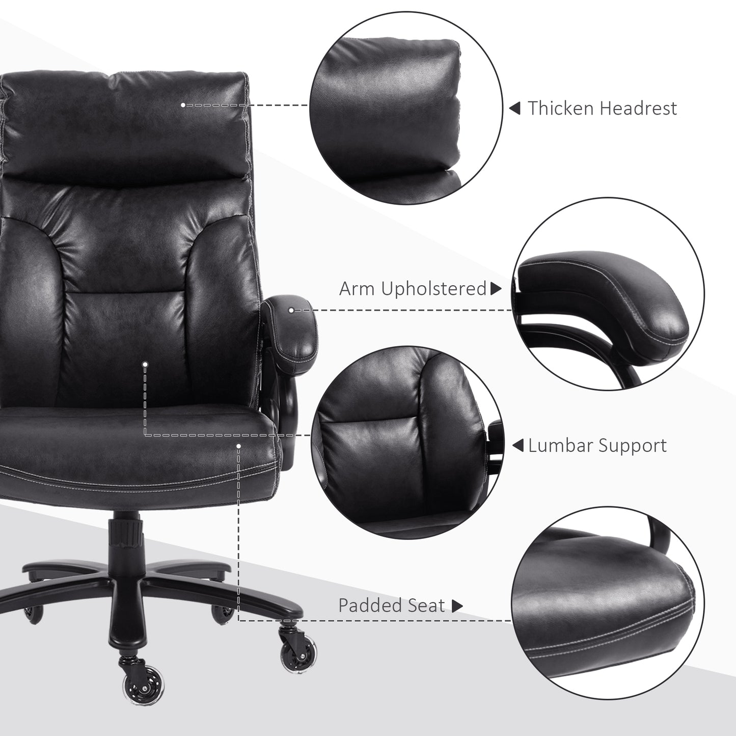 Vinsetto Heavy Duty Leather Office Chair Hold up to 400lb