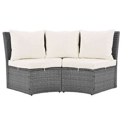 Patio 5-Piece Round Sectional Sofa Set All-Weather