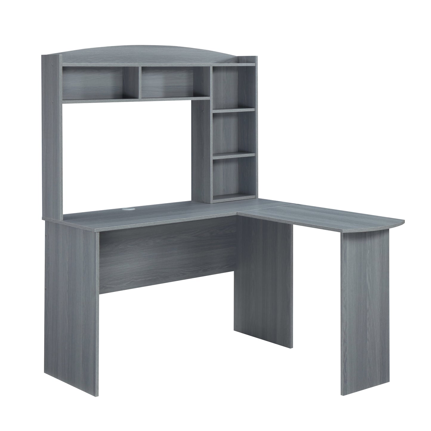 Techni Mobili Modern L-Shaped Desk with Hutch, Grey