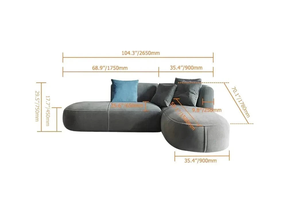 L-Shaped Modular Corner Sofa with Gray Pillows