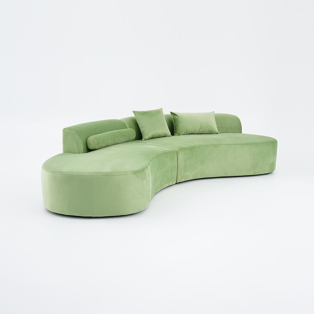 Sectional Sofa 4-Seater Upholstered with Pillows