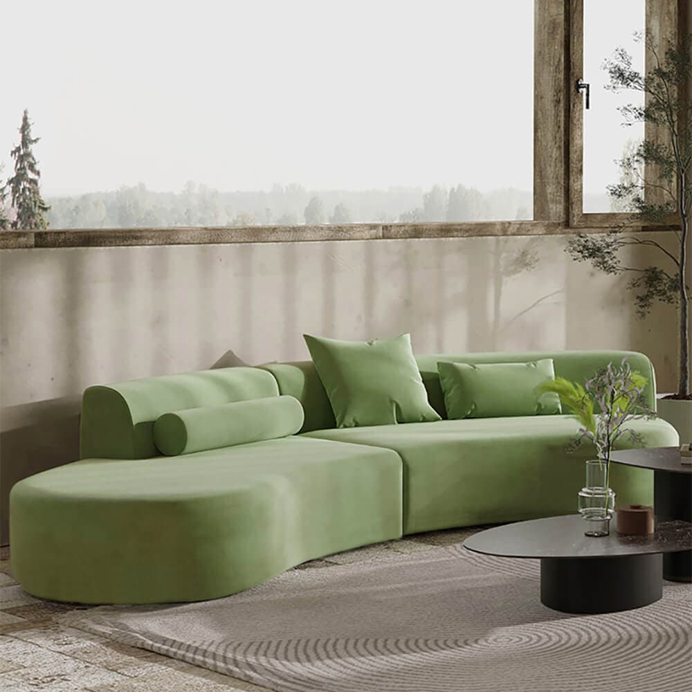 Sectional Sofa 4-Seater Upholstered with Pillows