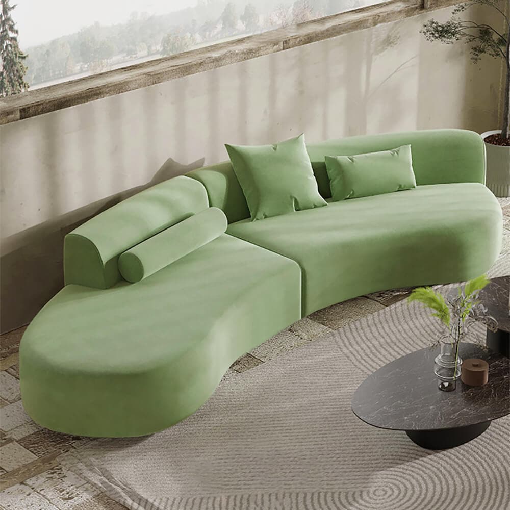 Sectional Sofa 4-Seater Upholstered with Pillows