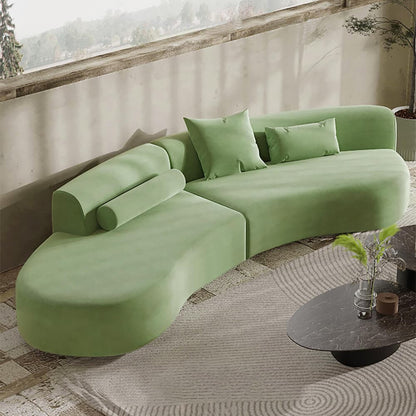 Sectional Sofa 4-Seater Upholstered with Pillows