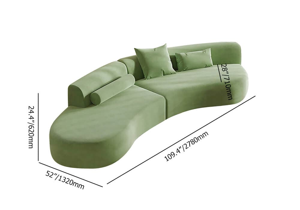 Sectional Sofa 4-Seater Upholstered with Pillows