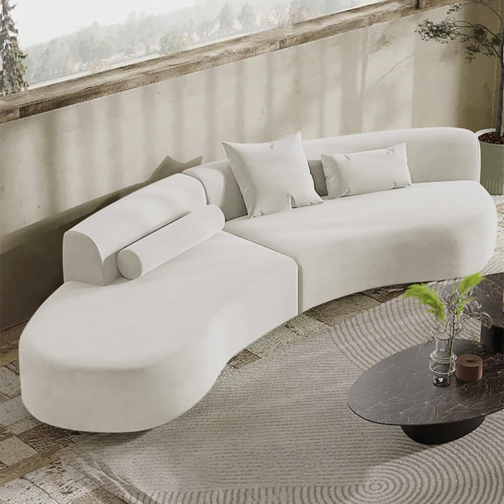 Sectional Sofa 4-Seater Upholstered with Pillows