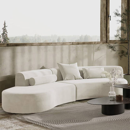 Sectional Sofa 4-Seater Upholstered with Pillows