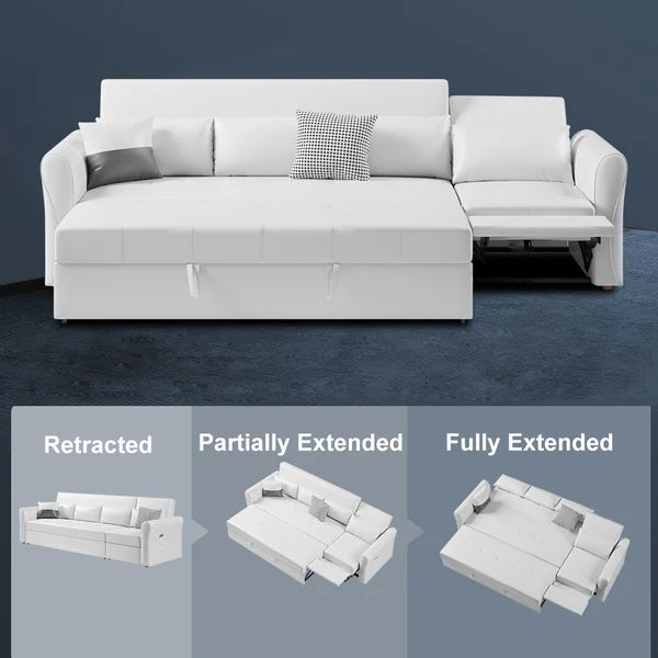 White Power Reclining Sleeper Sofa, Upholstery