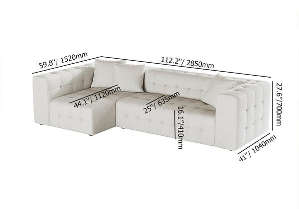 Full Convertible Power Sleeper Sectional Sofa, 3 Pillows