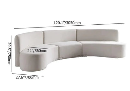 White Velvet Curved Sectional Sofa for Living Room