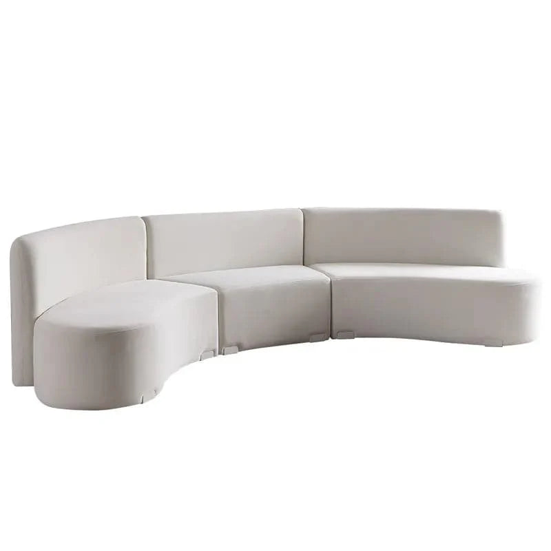 White Velvet Curved Sectional Sofa for Living Room